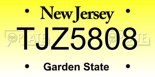 TJZ5808 New Jersey License Plate