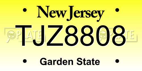TJZ8808 New Jersey License Plate