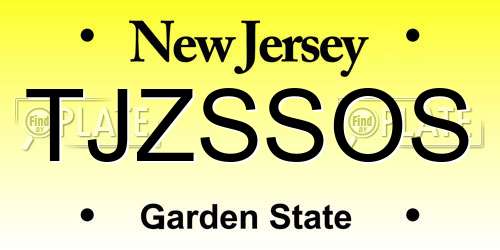 TJZSSOS New Jersey License Plate