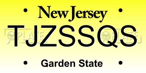 TJZSSQS New Jersey License Plate