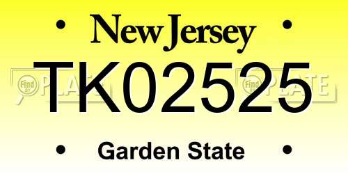 TK02525 New Jersey License Plate