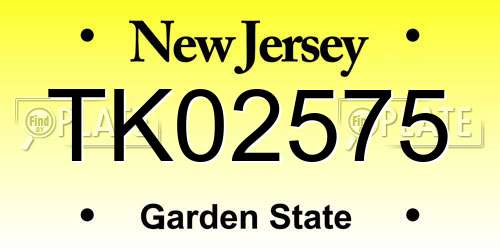 TK02575 New Jersey License Plate