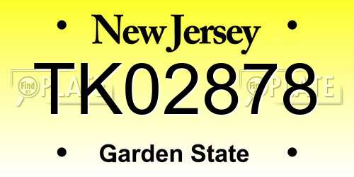 TK02878 New Jersey License Plate