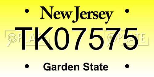 TK07575 New Jersey License Plate