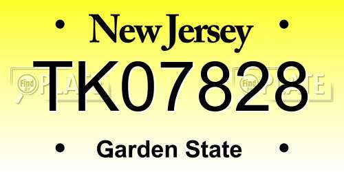 TK07828 New Jersey License Plate