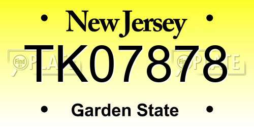 TK07878 New Jersey License Plate