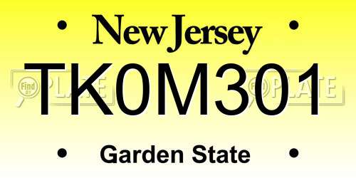 TK0M301 New Jersey License Plate