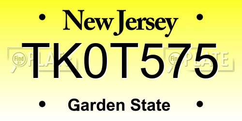 TK0T575 New Jersey License Plate