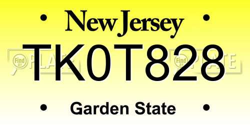 TK0T828 New Jersey License Plate