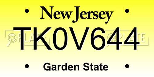 TK0V644 New Jersey License Plate