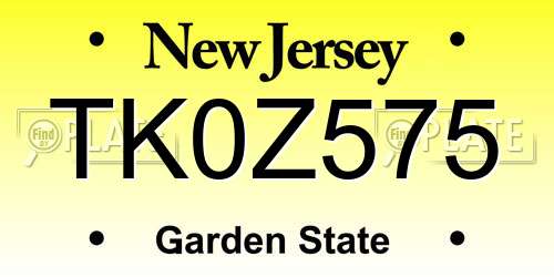 TK0Z575 New Jersey License Plate