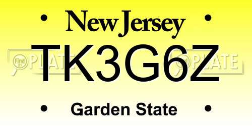 TK3G6Z New Jersey License Plate
