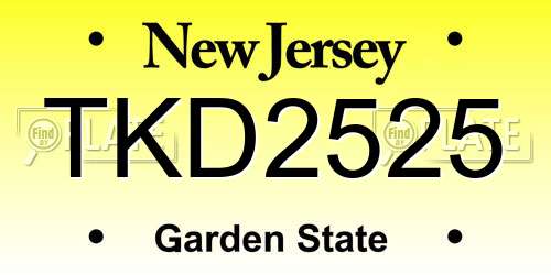 TKD2525 New Jersey License Plate