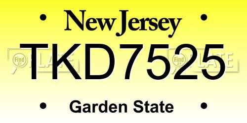 TKD7525 New Jersey License Plate