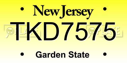 TKD7575 New Jersey License Plate