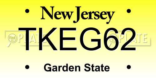 TKEG62 New Jersey License Plate