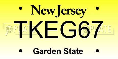 TKEG67 New Jersey License Plate