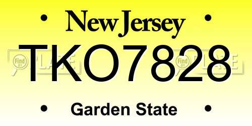 TKO7828 New Jersey License Plate