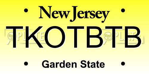 TKOTBTB New Jersey License Plate