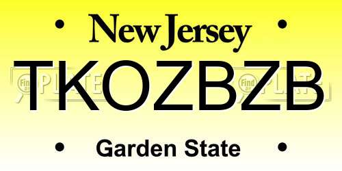 TKOZBZB New Jersey License Plate