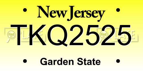 TKQ2525 New Jersey License Plate