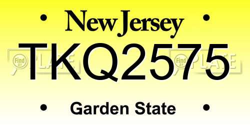 TKQ2575 New Jersey License Plate