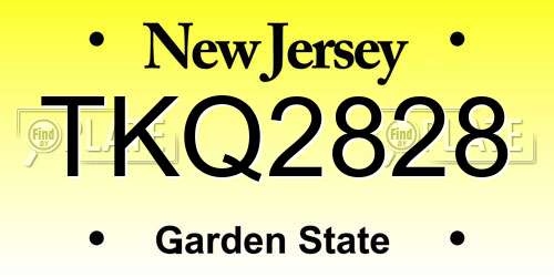 TKQ2828 New Jersey License Plate