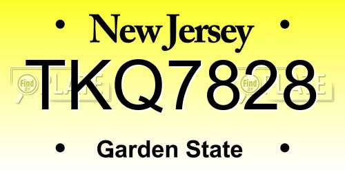 TKQ7828 New Jersey License Plate