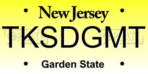 TKSDGMT New Jersey License Plate