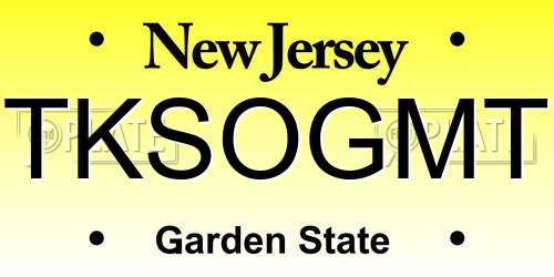TKSOGMT New Jersey License Plate