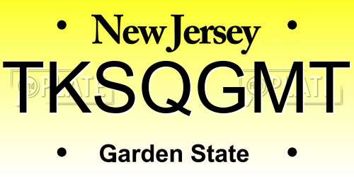 TKSQGMT New Jersey License Plate