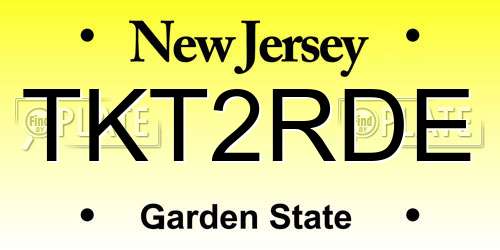 TKT2RDE New Jersey License Plate