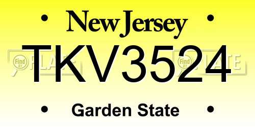 TKV3524 New Jersey License Plate