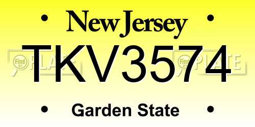TKV3574 New Jersey License Plate