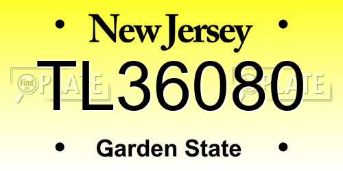 TL36080 New Jersey License Plate
