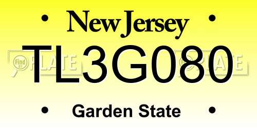 TL3G080 New Jersey License Plate