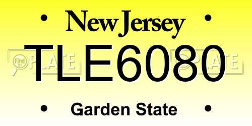 TLE6080 New Jersey License Plate