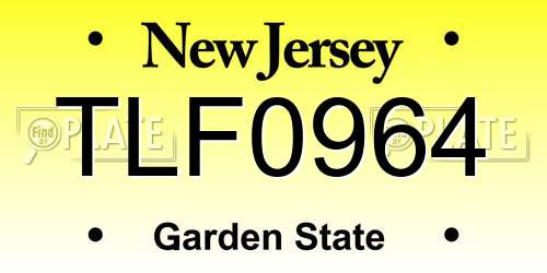 TLF0964 New Jersey License Plate