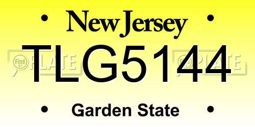TLG5144 New Jersey License Plate