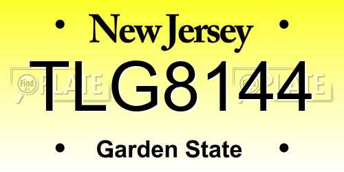 TLG8144 New Jersey License Plate