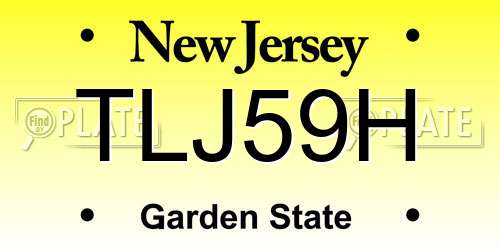 TLJ59H New Jersey License Plate