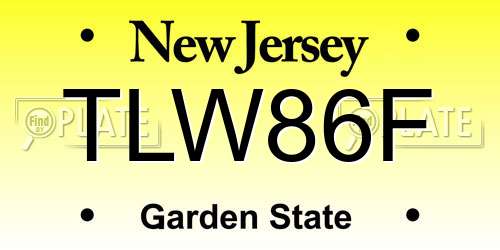 TLW86F New Jersey License Plate