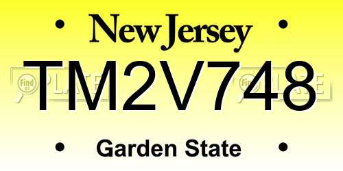 TM2V748 New Jersey License Plate
