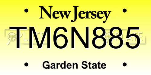 TM6N885 New Jersey License Plate