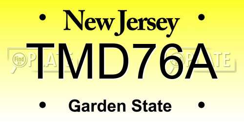 TMD76A New Jersey License Plate