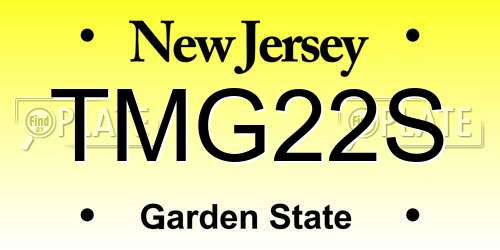 TMG22S New Jersey License Plate