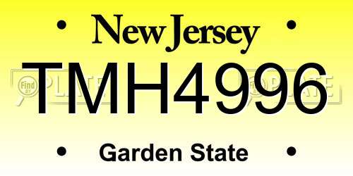 TMH4996 New Jersey License Plate