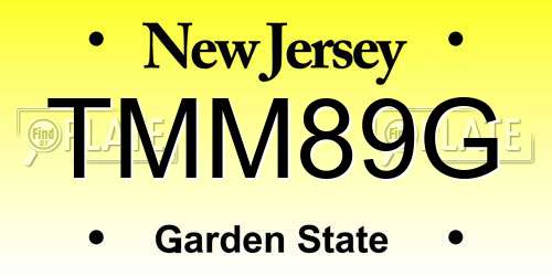 TMM89G New Jersey License Plate