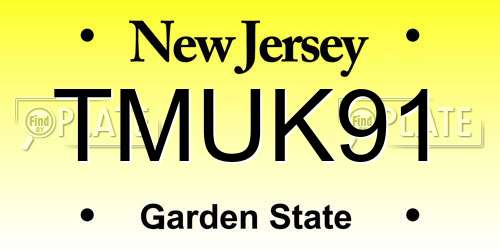 TMUK91 New Jersey License Plate