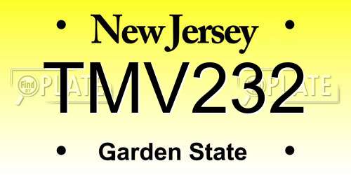 TMV232 New Jersey License Plate